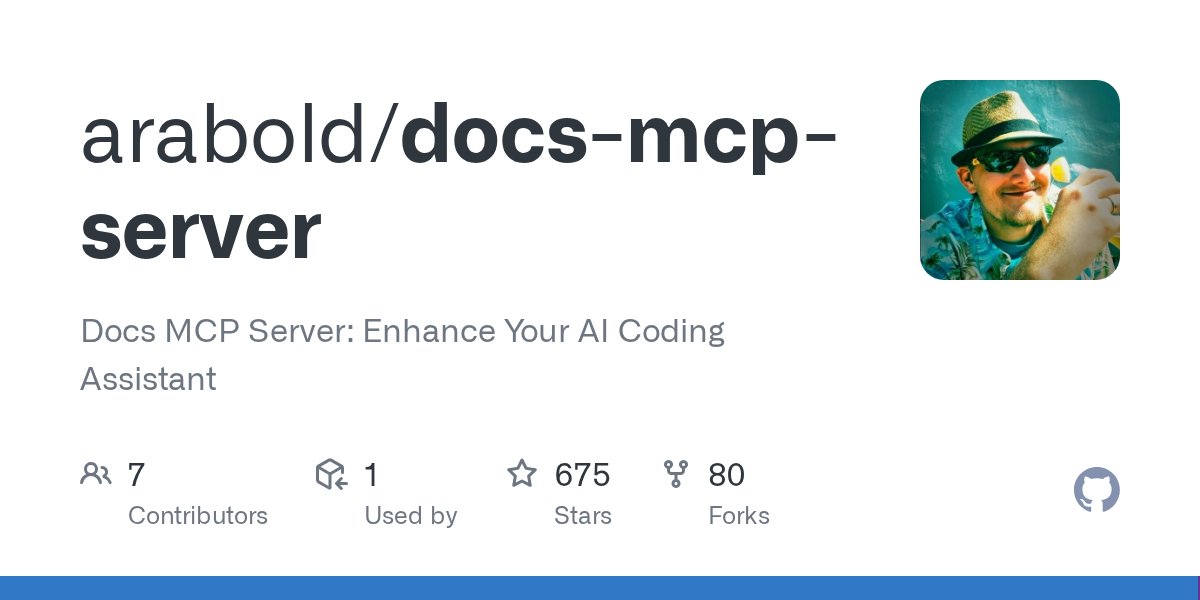 AwesomeMCP's tweet card. Docs MCP Server: Enhance Your AI Coding Assistant - GitHub - arabold/docs-mcp-server: Docs MCP Server: Enhance Your AI Coding Assistant