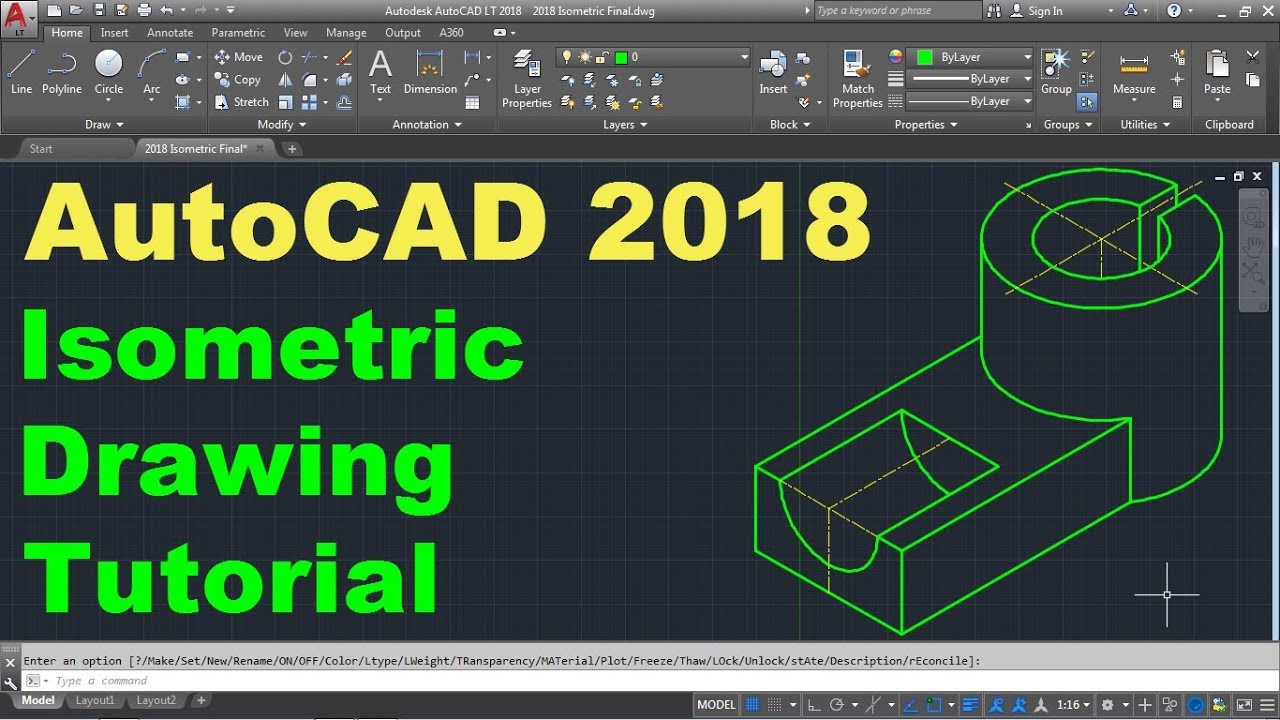 CADCAMTutorials's tweet card. AutoCAD 2018 Isometric Drawing Tutorial