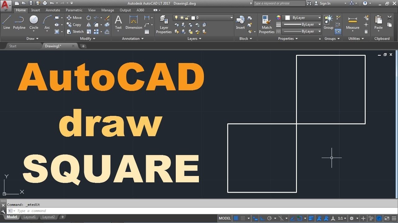 Learn_AutoCAD's tweet card. AutoCAD Draw a Square Quickly
