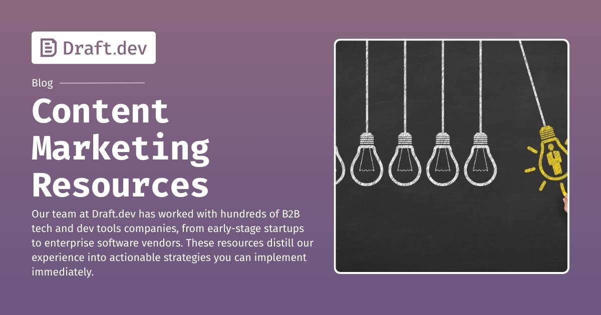 draftdev's tweet card. Discover 20+ proven content marketing resources for B2B tech startups and agencies. Free guides on SEO, developer content, hiring writers, and scaling your content strategy for maximum ROI.