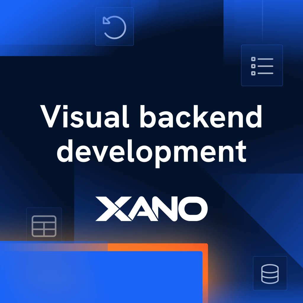 nocodebackend's tweet card. Build and share reusable visual code blocks in a collaborative environment