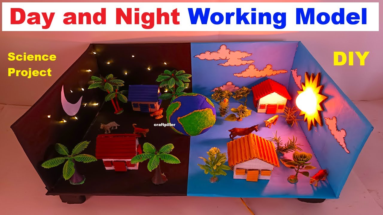 howtofunda's tweet card. day and night working model for science project exhibition - diy -...