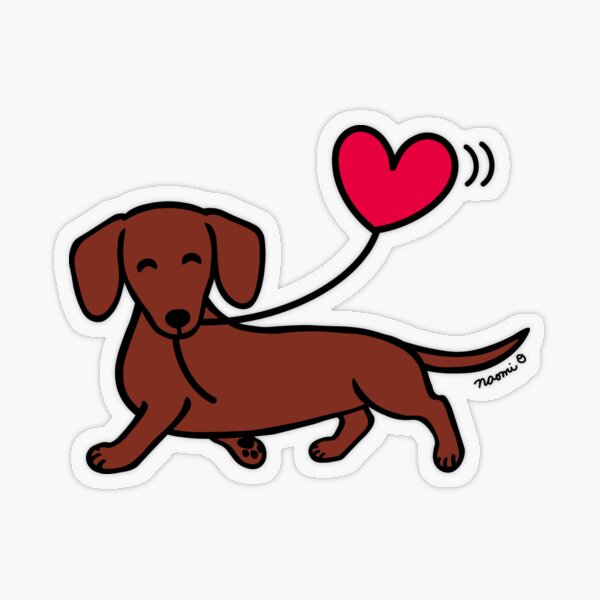 HappyLabradors's tweet card. Cute Red Smooth haired Dachshund Cartoon design for Doxie Lovers! Adorable Doxie with a happy red balloon. Created by Naomi Ochiai • Millions of unique designs by independent artists. Find your thing.