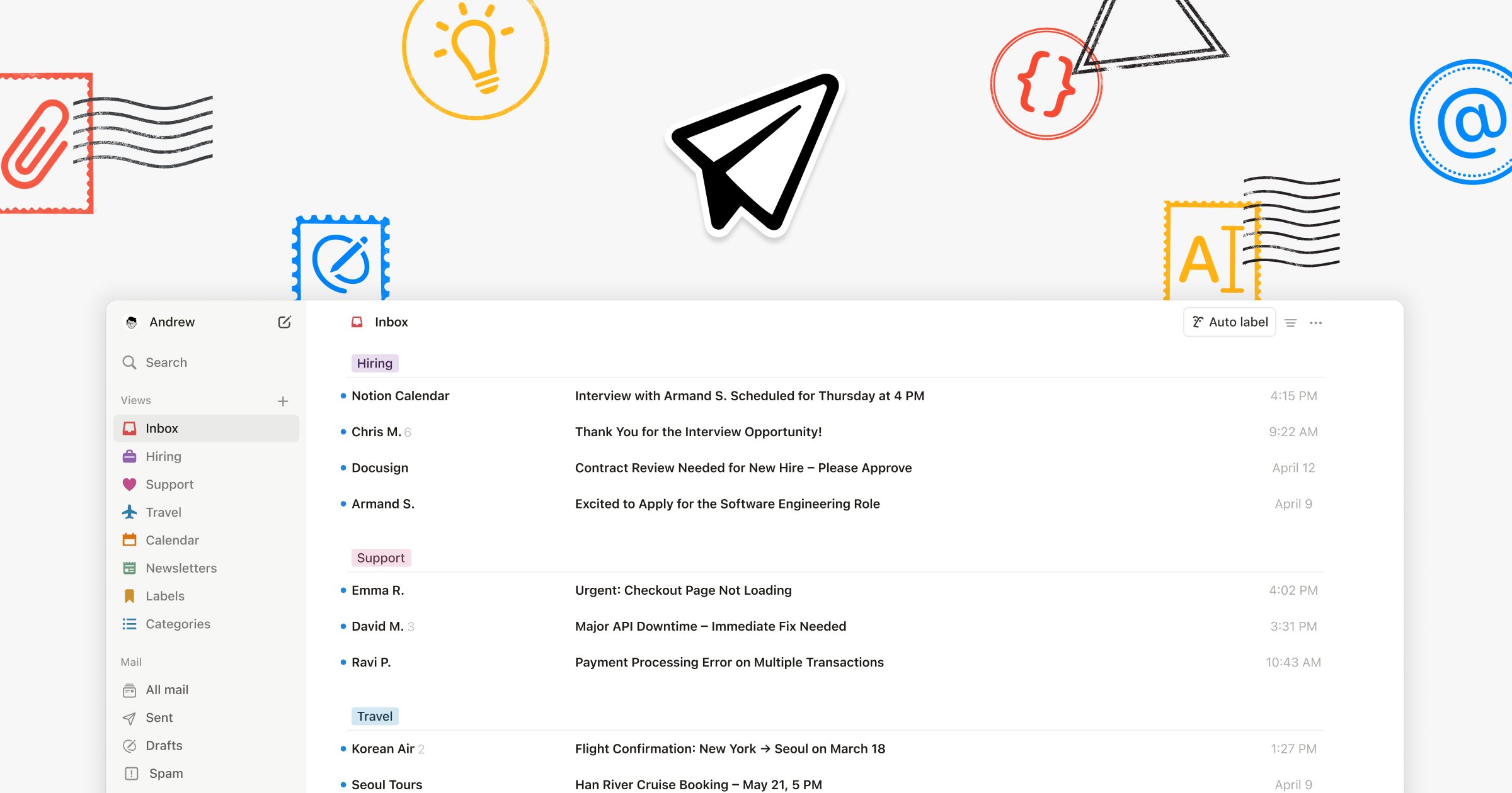 TheNotionExp's tweet card. Introducing Notion Mail, the inbox designed to think like you—a more personalized, powerful, modern way to communicate.