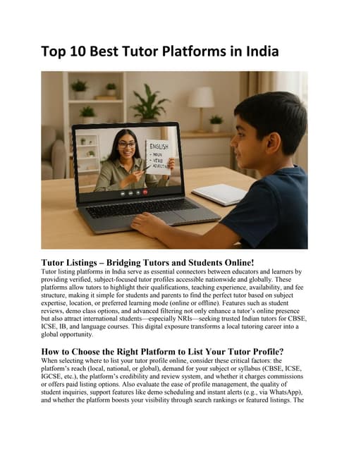 indiamarketing_'s tweet card. Top 10 Best Tutor Platforms in India.pdf
