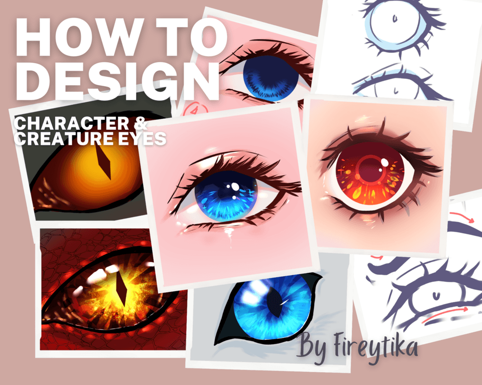 fireytika's tweet card. Using simple shapes such as diamond, round, crescent, leaf, as guide to draw your eye shape. Differe...