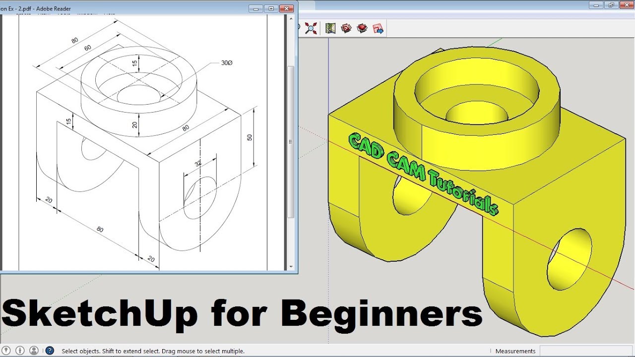 CADCAMTutorials's tweet card. SketchUp Modeling Tutorial for Beginners