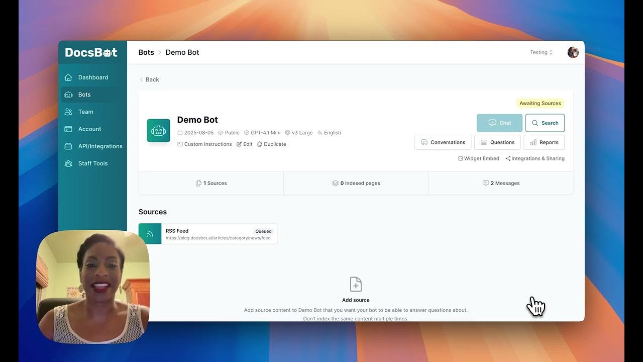 docsbotai's tweet card. How to Train a Chatbot with RSS Feeds for Real-Time, Accurate...
