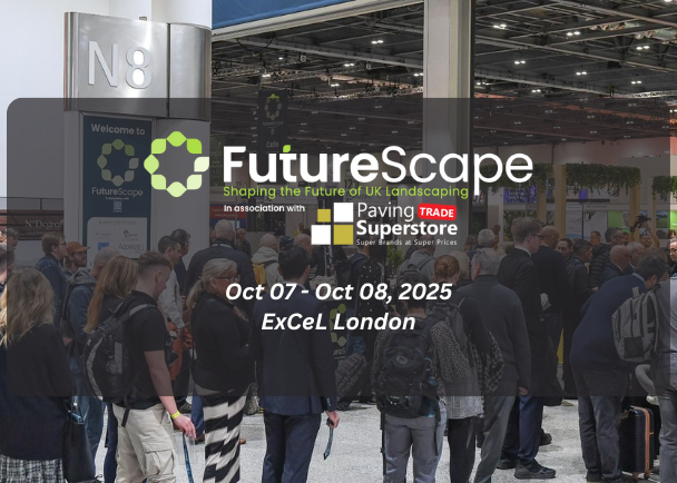 cplusapp's tweet card. Join thousands of landscaping professionals at FutureScape 2025, 7–8 Oct at ExCeL London. Discover the latest green innovations — free entry!