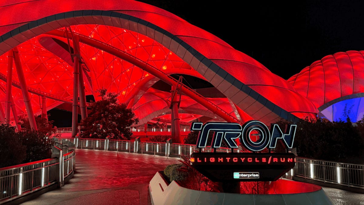 CNET's tweet card. The Tron: Ares overlay has arrived at Disney World, and Halloween celebrations are in full swing.