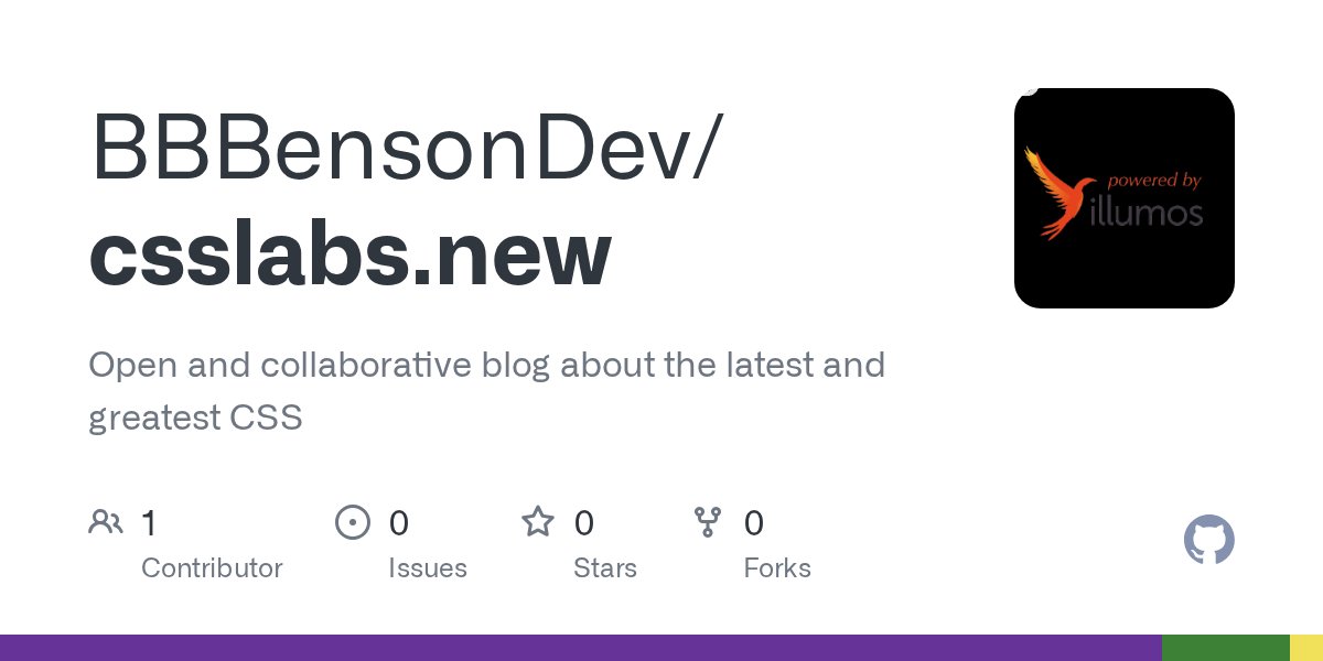 csslabsdotnew's tweet card. Open and collaborative blog about the latest and greatest CSS - BBBensonDev/csslabs.new