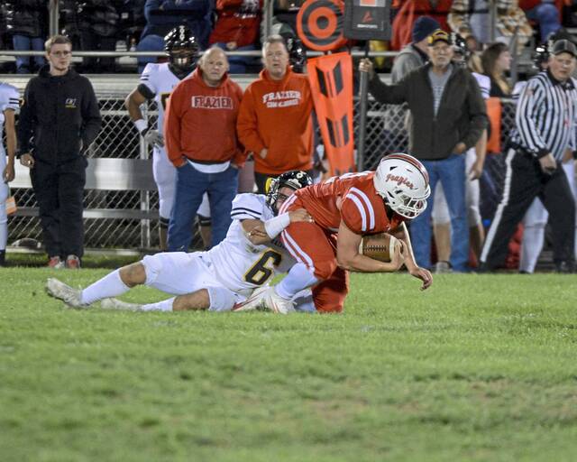 TribLiveHSSN's tweet card. With its back against the wall and playoff hopes hanging in the balance, Frazier delivered its most complete performance of the season, riding senior Derek Diamond’s monster night to a 41-20 win over...