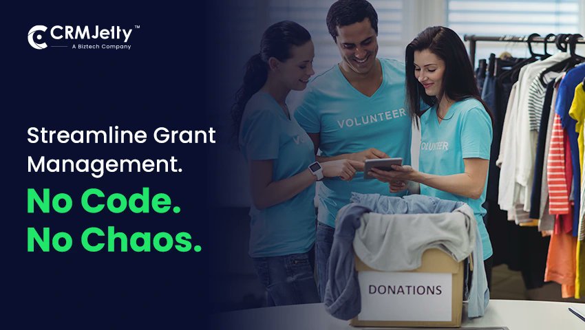 CRMJetty's tweet card. Struggling with spreadsheets and missed deadlines? Discover how a no-code Salesforce grant management portal helps nonprofits eliminate manual tracking, automate reporting, and streamline operations...