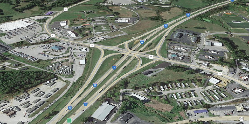 i75exitguide's tweet card. Williamsburg, Kentucky is the approximate halfway point between Upper Michigan and the Canadian border and Central Florida...