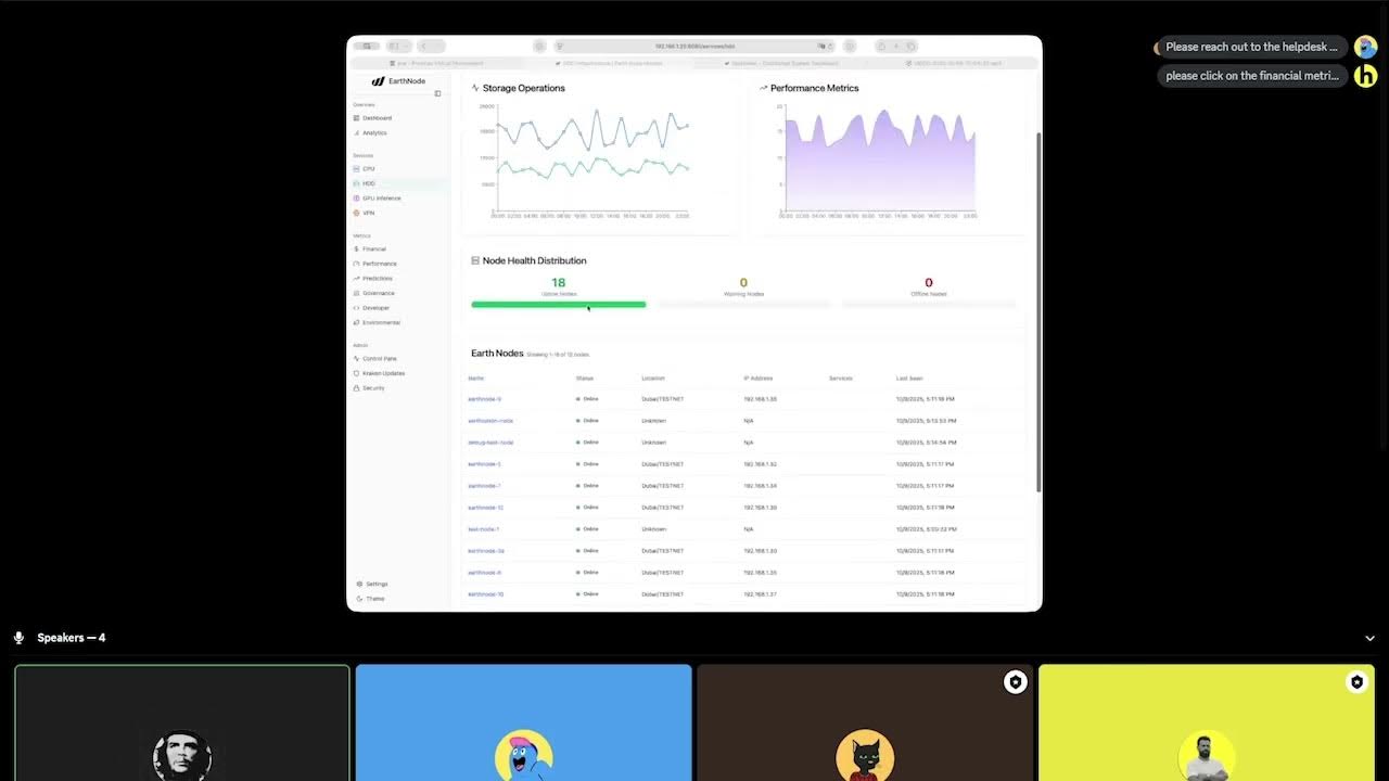 wmchain's tweet card. EarthNode Operator Call - EarthNode Dashboard Demo