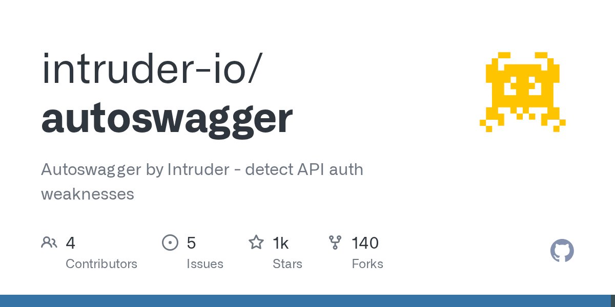pythontrending's tweet card. Autoswagger by Intruder - detect API auth weaknesses - intruder-io/autoswagger