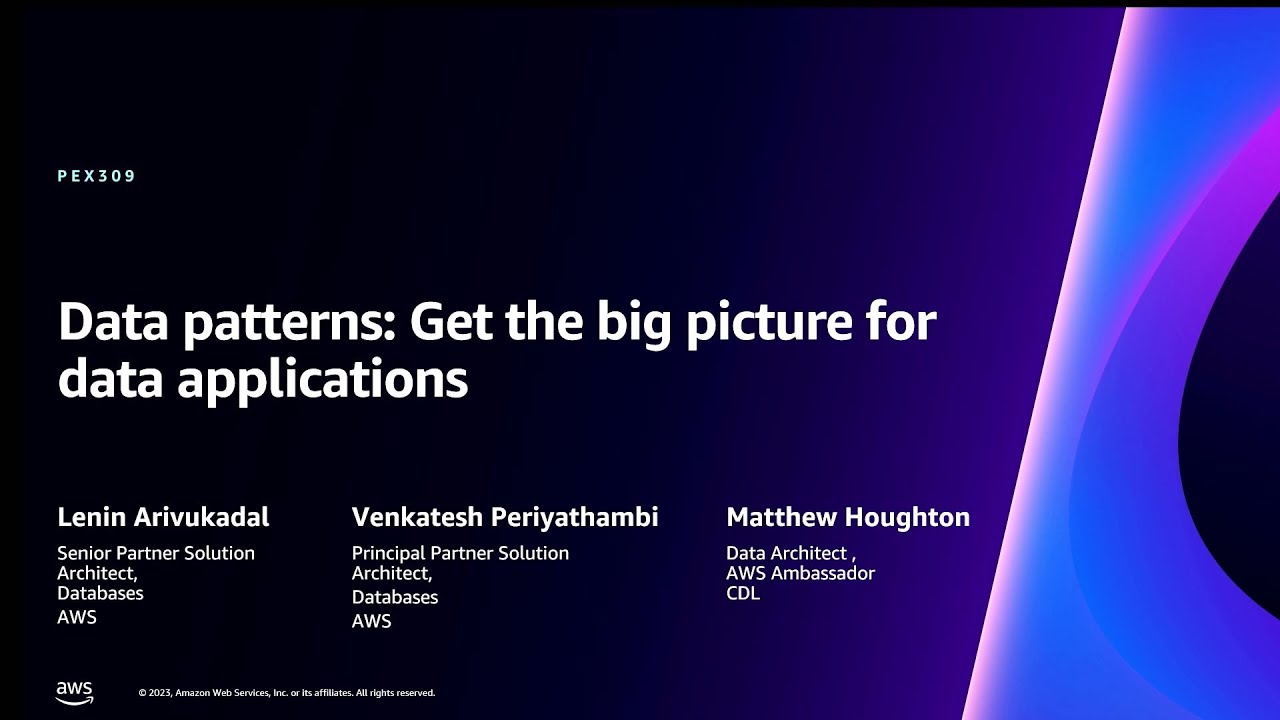 mattdevdba's tweet card. AWS re:Invent 2023 - Data patterns: Get the big picture for data...