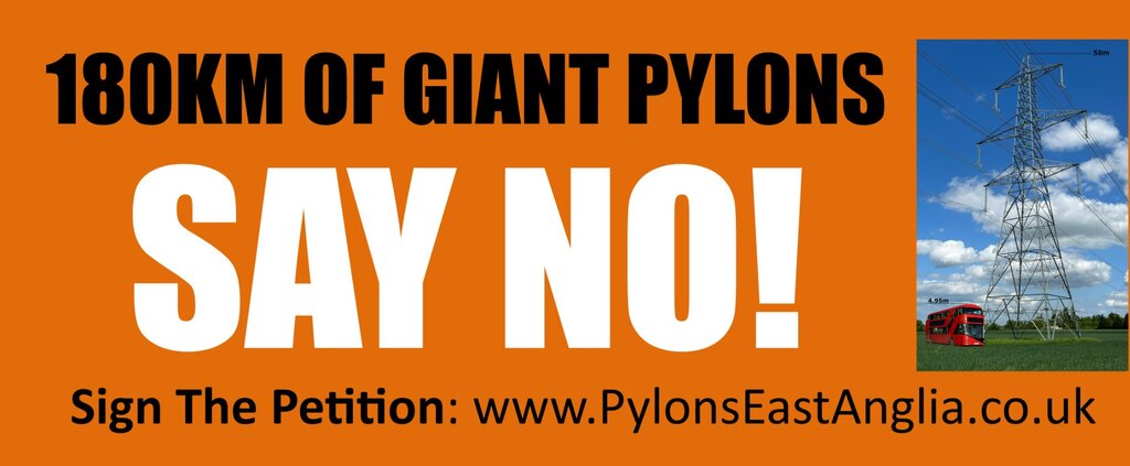 ianb74's tweet card. The East of England's precious historic landscapes and beautiful countryside are at risk from this proposal to build 180km of 50-metre high pylons between Norwich and Tilbury. This is not the...