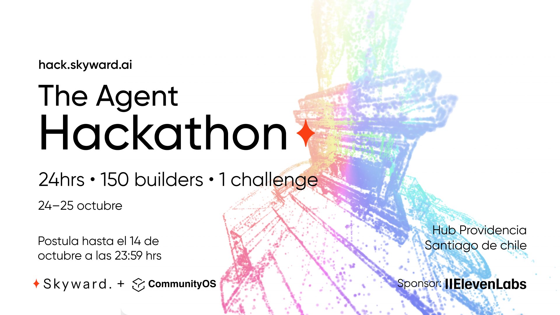 CommunityOS_'s tweet card. "The Agent Hackathon", la primera hackathon de agentes de IA en Chile. Construye proyectos reales en 24 horas y compite por premios más de 9M en premios a repartir. Menos Pitch, más Shipping. Conoce...