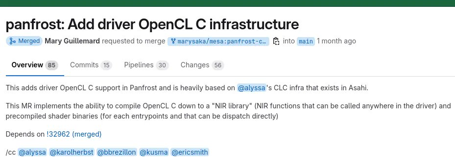 phoronix's tweet card. The Panfrost Gallium3D driver has merged initial OpenCL C infrastructure into Mesa 25.1 for allowing OpenCL compute on Arm Mali graphics using this open-source Linux driver stack.