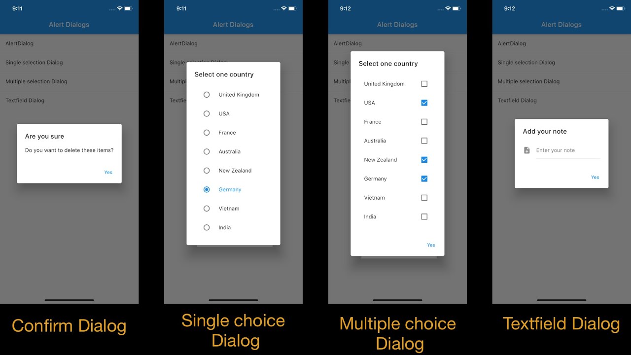 vietflutterdevs's tweet card. Flutter -  Build Material Dialog - Speed code