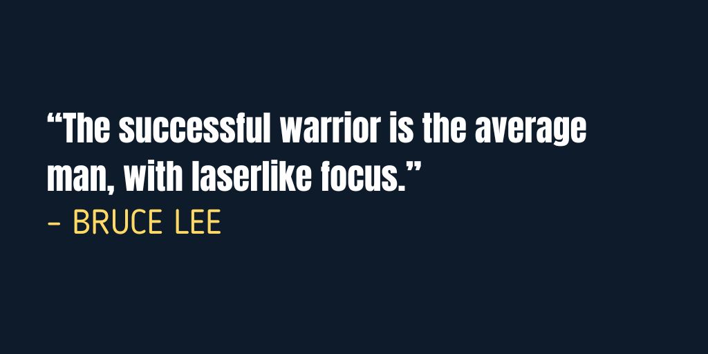 mfaenlle's tweet card. Bruce Lee shows that laserlike focus for success turns the average man into a warrior through discipline, determination, and clear goals.
