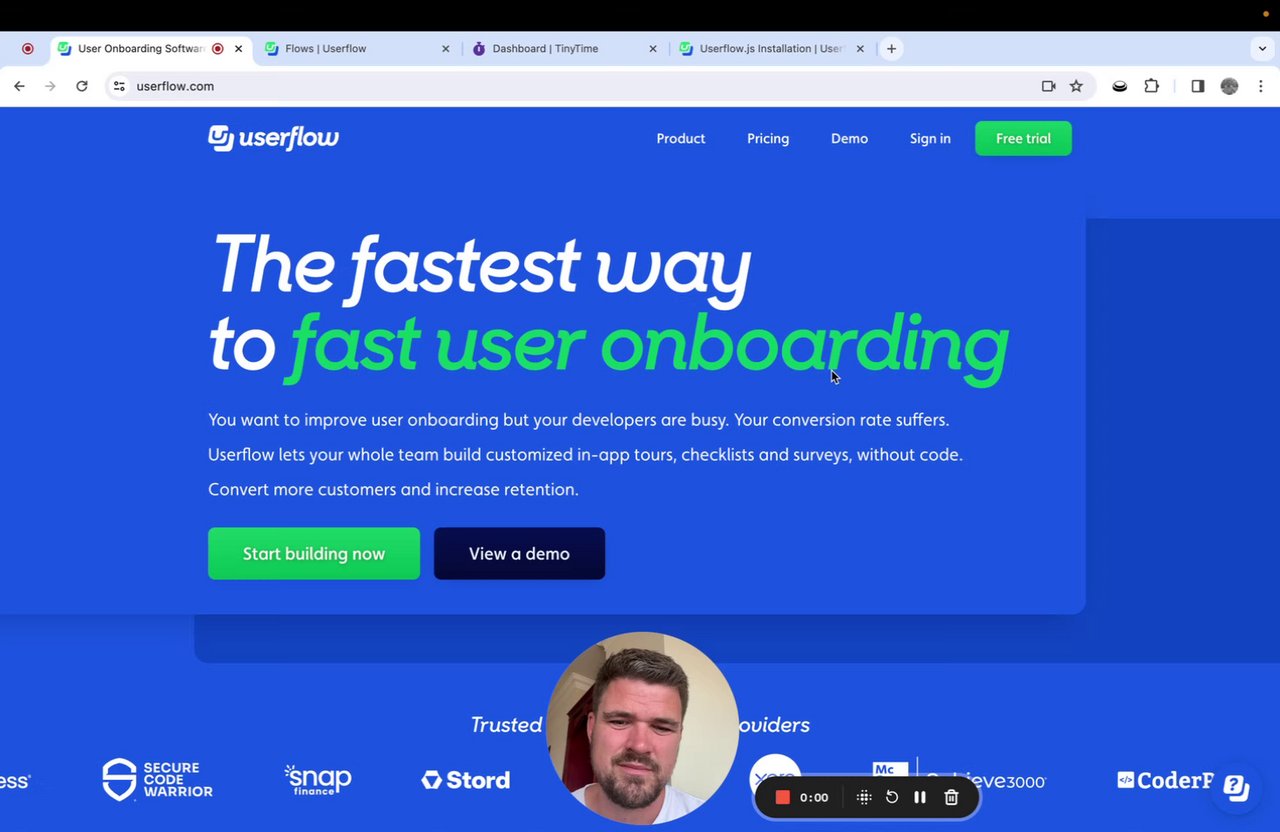 getuserflow's tweet card. Userflow demo
