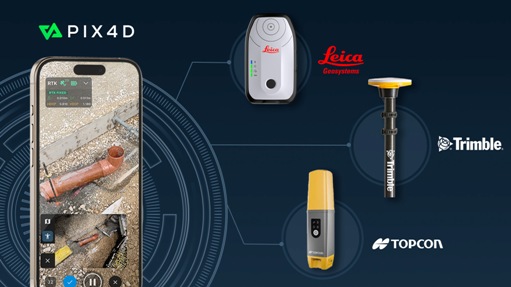 Geoinformatics1's tweet card. PIX4Dcatch is now integrated with three of the world’s most trusted GNSS systems—Leica Zeno FLX100, Trimble DA2, and TopCon HiPer CR.