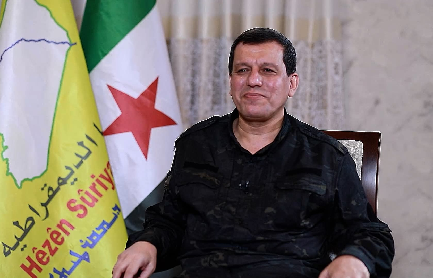 PYD_Rojava's tweet card. في لقاء خاص مع فضائية روناهي، كشف القائد العام لقوات سوريا الديمقراطية مظلوم عبدي عن أبرز ما جرى في الاجتماعات