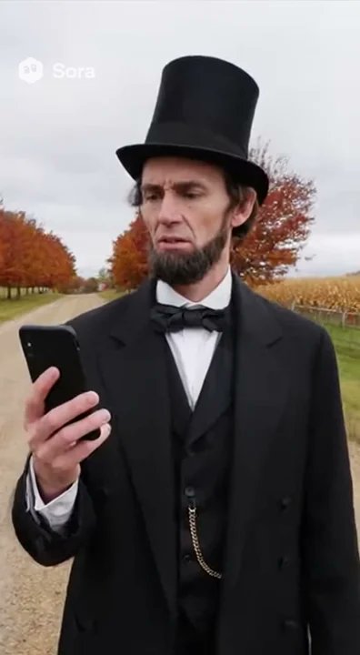 polygrafix's tweet card. Abraham Lincoln arguing with Siri about directions