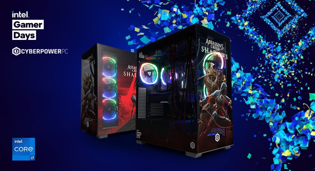 ContestAlert's tweet card. Follow the blade and enter our Intel Gamer Days 2024 x CyberPowerPC Giveaway, featuring our custom designed Assassin's Creed Shadows themed gaming PC. Specs: Intel i7-14700KF TRYX Panorama 360mm AIO...