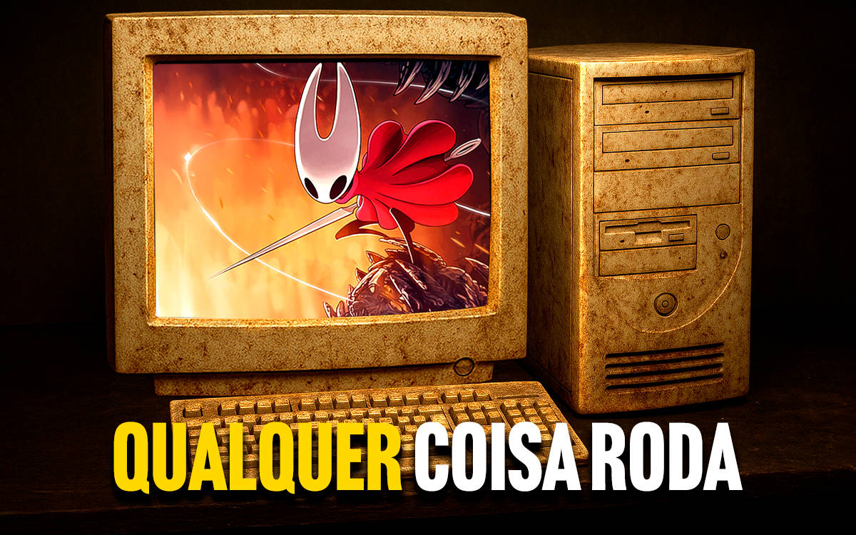 Adrenaline's tweet card. Jogo é tão leve que tentamos ver se tem algum PC que não conseguiria rodar o Hollow Knight Silksong