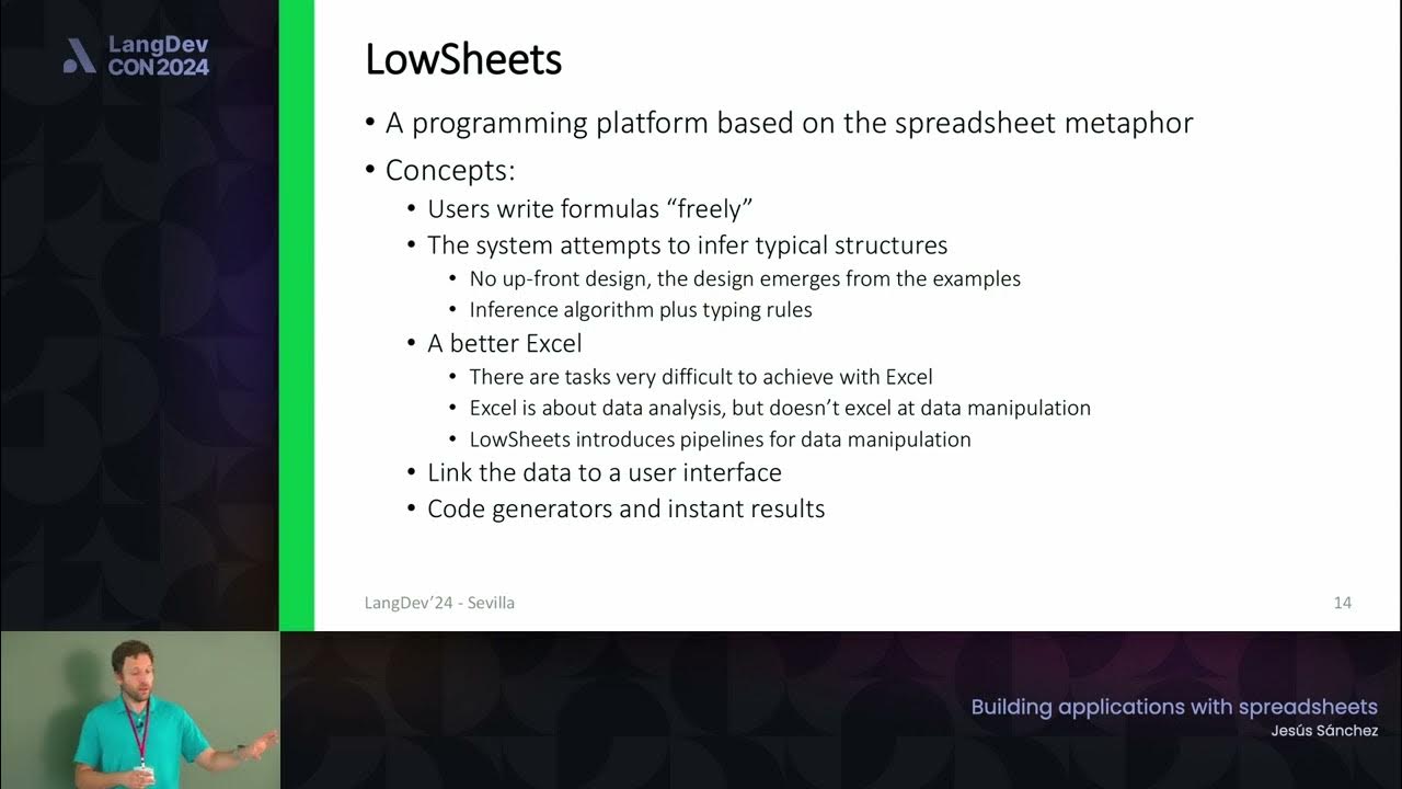 langdev2024's tweet card. Building applications with spreadsheets - Jesus Sanchez