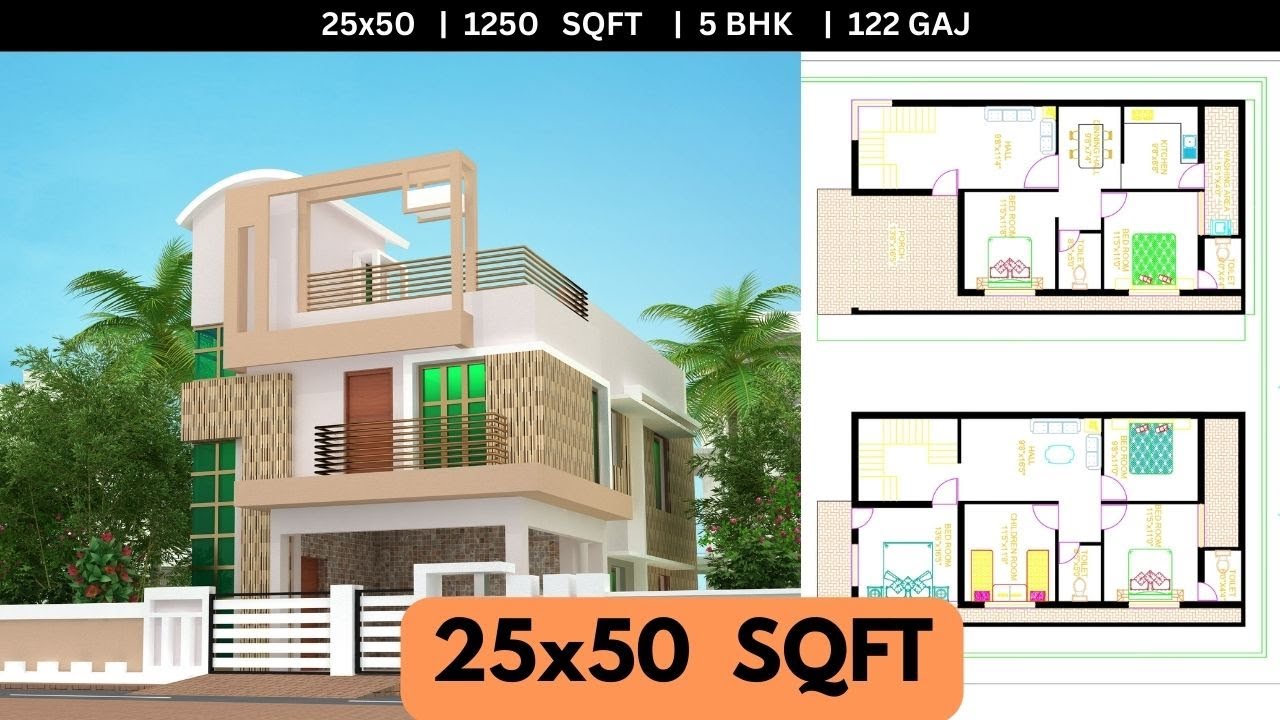 files22844's tweet card. 25x50 House Plan | 5 BHK Duplex Design | Modern Home Elevation &...