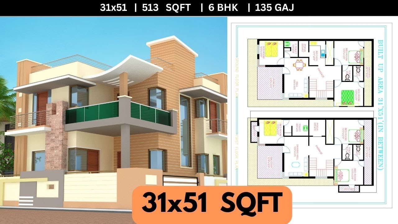 files22844's tweet card. 31x51 House Plan | 6 BHK Duplex Design | Modern Home Exterior & Floor...