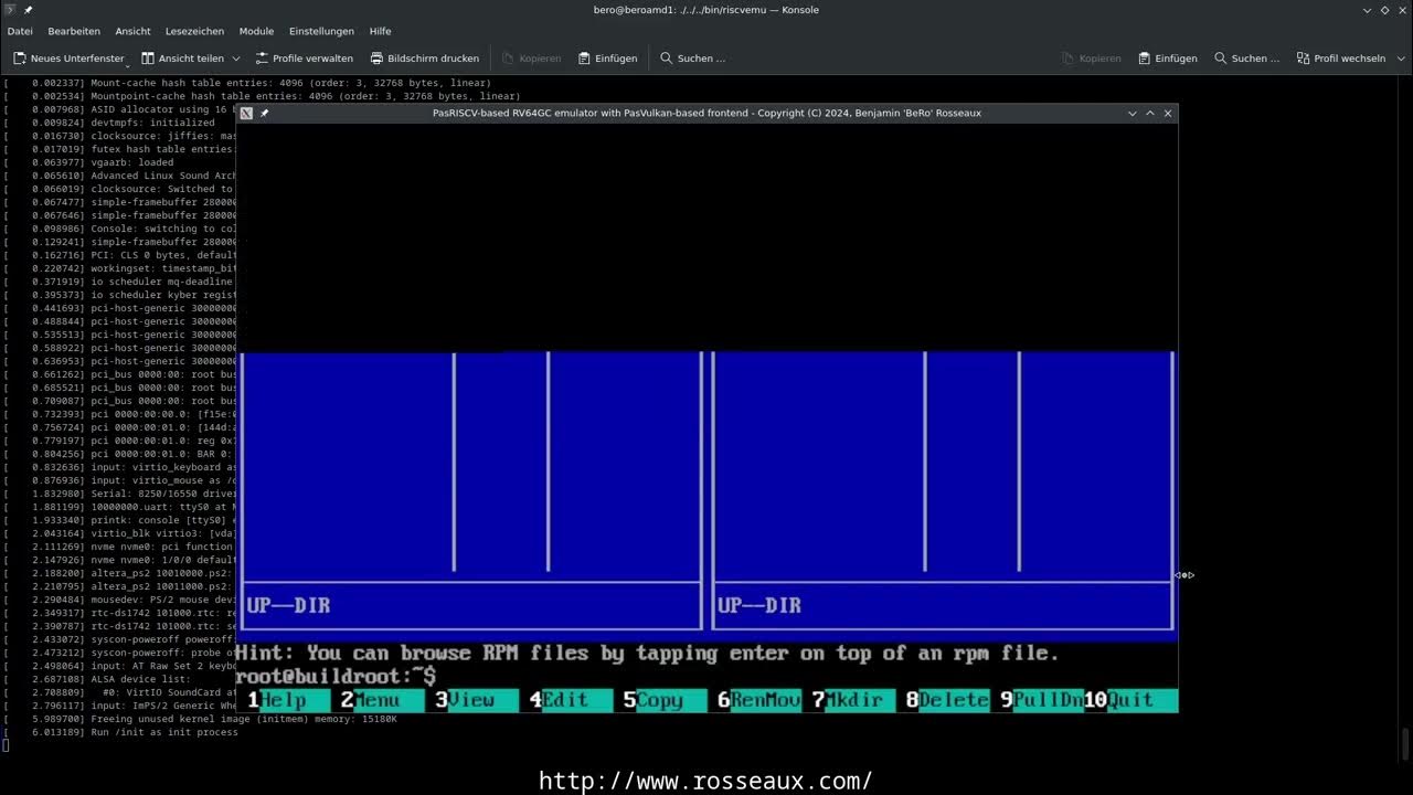coder's tweet card. A small comparison of Linux boot times with PasRISCV and JIT disabled...