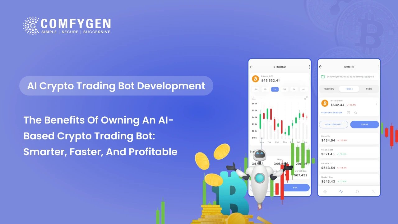 Comfygen_Tech's tweet card. Unlock smarter trading with AI-based crypto trading bot development, custom bots, and automated solutions by Comfygen Technologies.