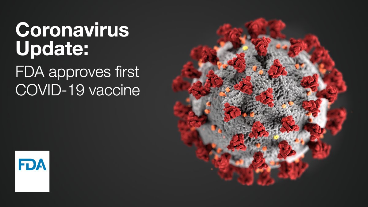 US_FDA's tweet card. FDA approved the first COVID-19 vaccine, now marketed as Comirnaty, for the prevention of COVID-19 disease in individuals 16 years of age and older.