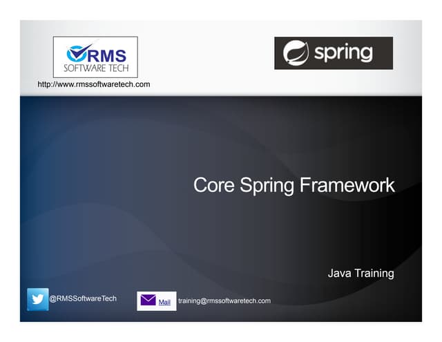RMSSoftwareTech's tweet card. Spring Framework Training Course