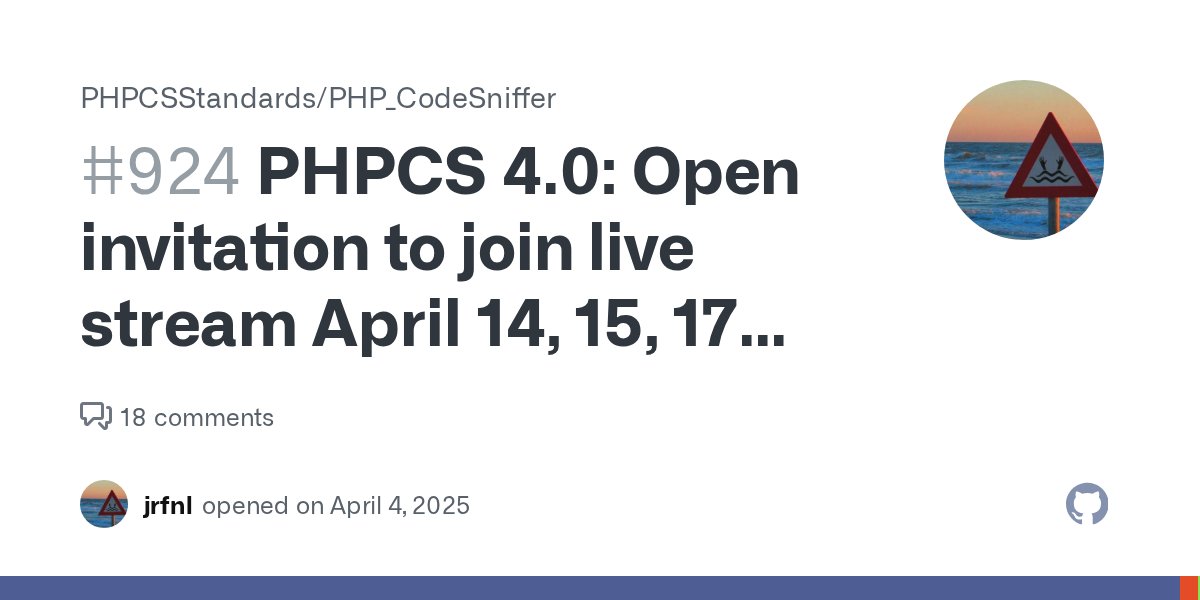 HornCologne's tweet card. As previously announced in #120, to have confidence in the PHPCS 4.0 release, I have been working behind the scenes to recreate the 4.0 branch as a fresh, improved branch with atomic and comprehens...