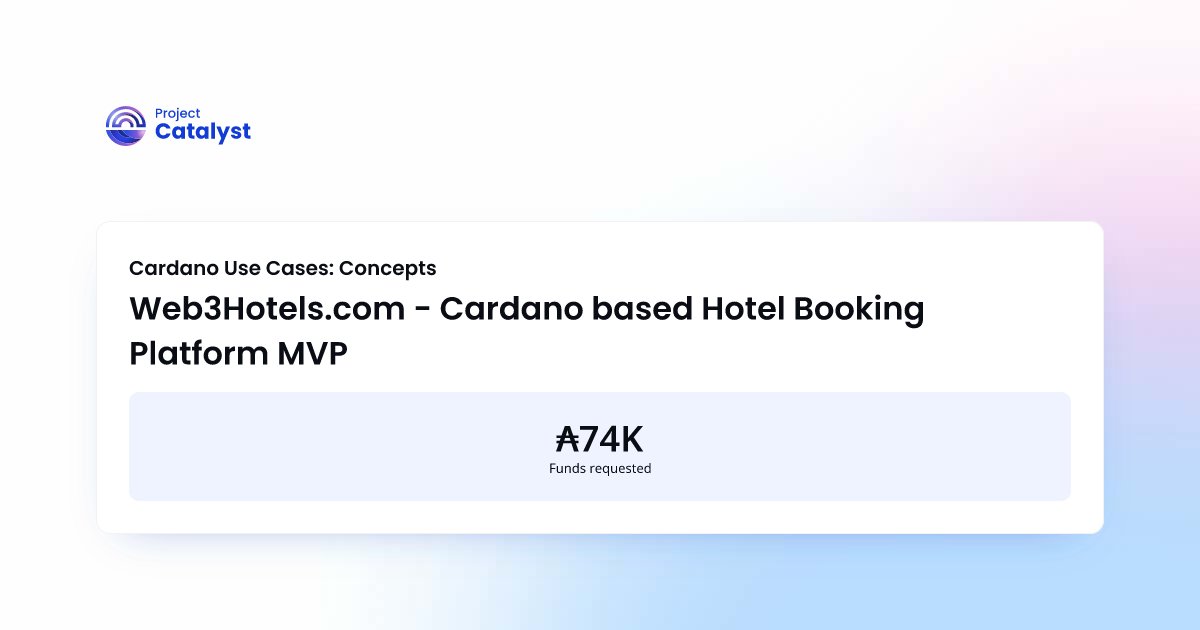 Elkconnect_web3's tweet card. Web3Hotels.com MVP: A Hotel booking platform for Blockchain Commnunity, enabled with Cypto Payment, Loyalty Rewards in ADA and Verified Reviews on Cardano