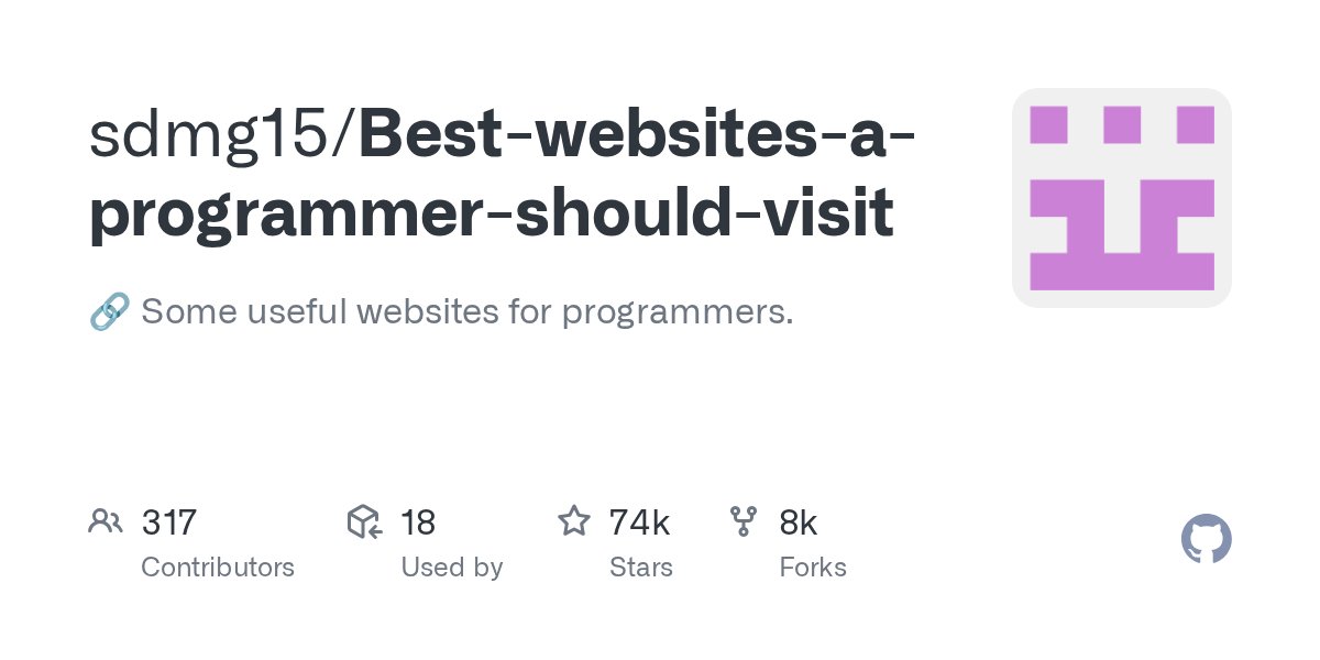 github_trends's tweet card. :link: Some useful websites for programmers. Contribute to sdmg15/Best-websites-a-programmer-should-visit development by creating an account on GitHub.