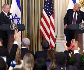 NEWSMAX's tweet card. The partnership between President Donald Trump and Netanyahu has brought Israel to a historic moment in its efforts to end the war in Gaza and bring home remaining hostages, Shosh Bedrosian, spokes...