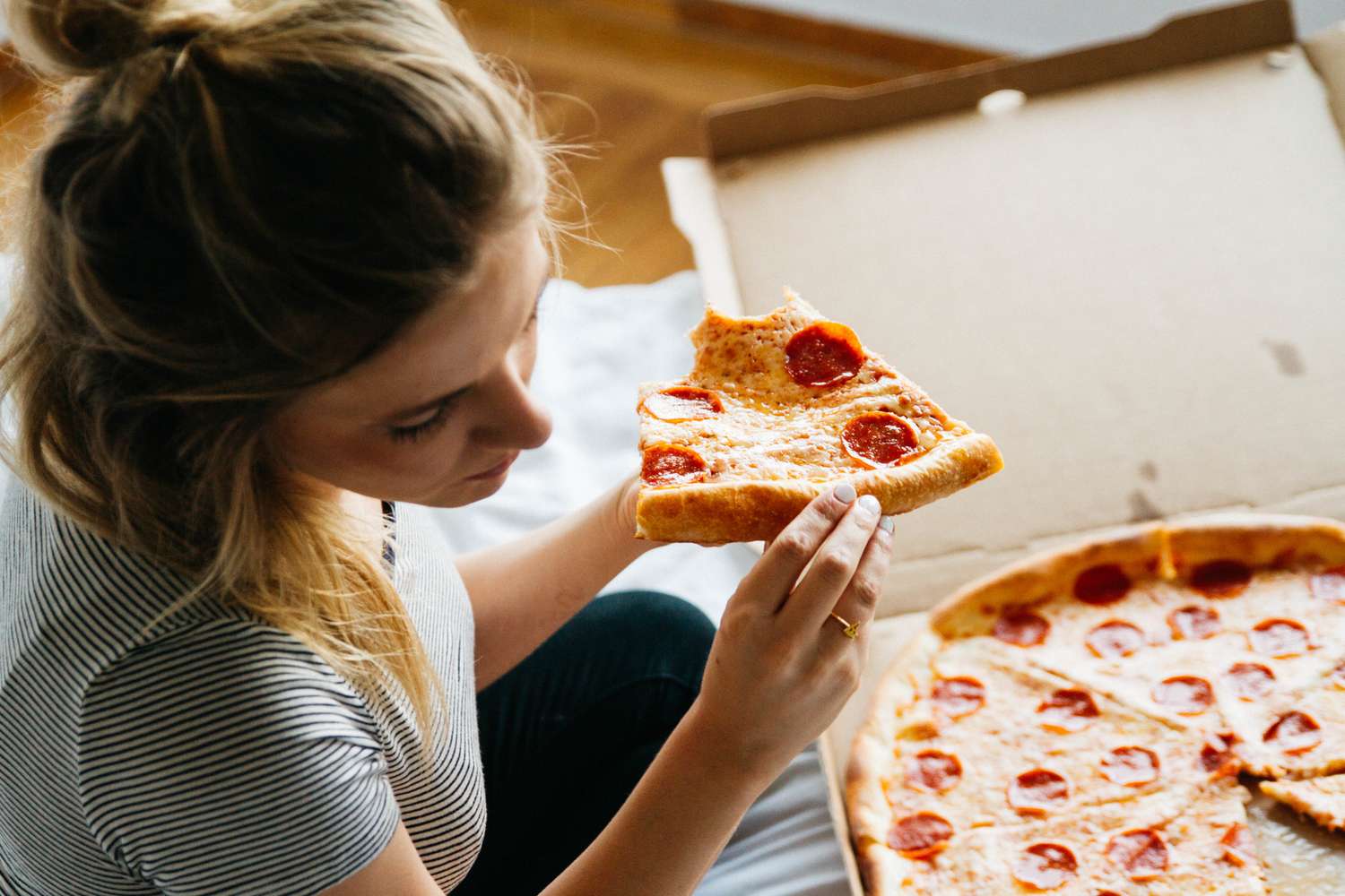 people's tweet card. A woman is struggling with guilt after eating meat for the first time in five years. She revealed in a Mumsnet post that she tried a pepperoni pizza on a 'whim.'