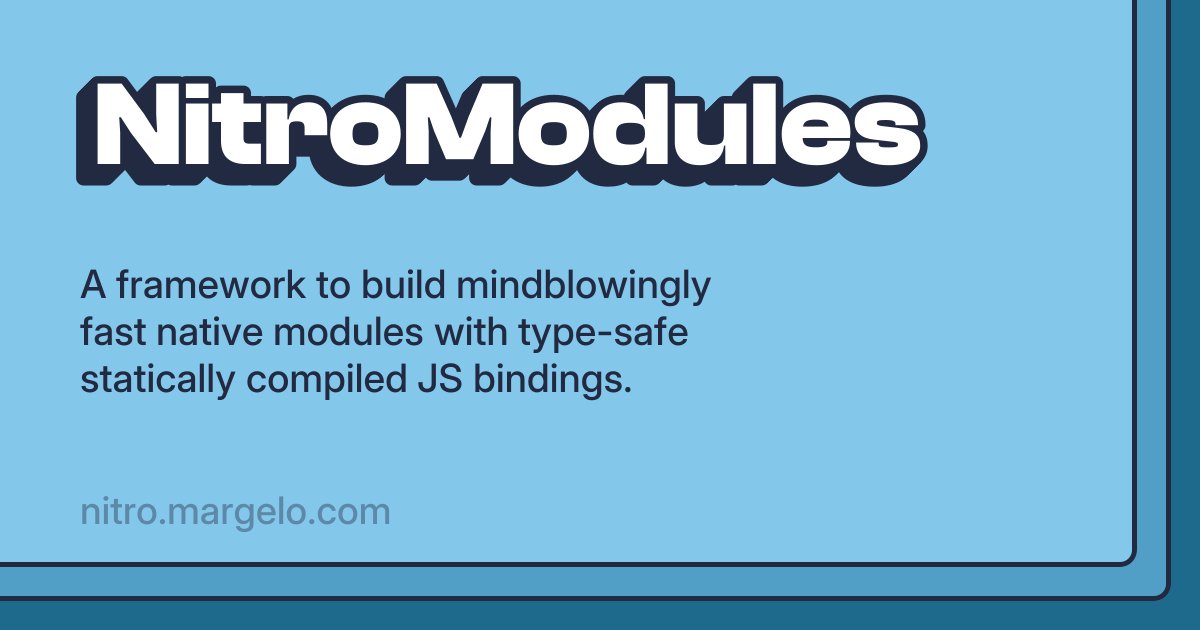 mrousavy's tweet card. A framework to build mindblowingly fast native modules with type-safe statically compiled JS bindings.