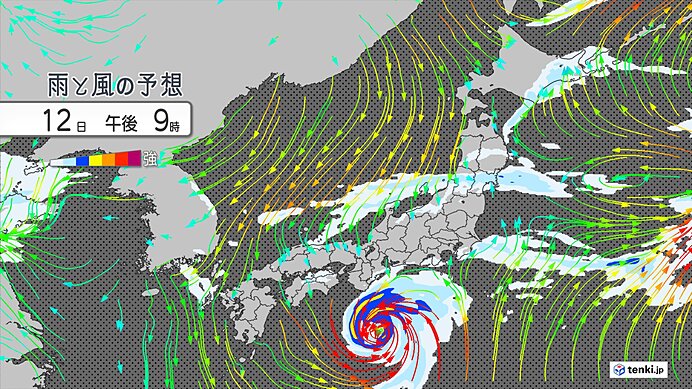 tenkijp's tweet card. 今日12日は、台風23号が四国沖から紀伊半島沖へ進む予想。近畿は局地的に激しい雨。東北南部は前線や低気圧の影響で、大雨になる所も。東海や関東甲信、北陸は蒸し暑くなるため、体調管理や服装選びに注意が必要です。