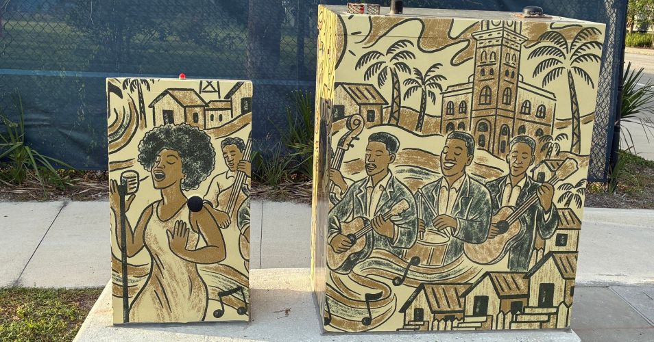 FLRedevel's tweet card. A West Tampa CRA project transformed eight traffic signal boxes into public art reflecting the community's culture and history. A West Tampa CRA project transformed eight traffic signal boxes into...