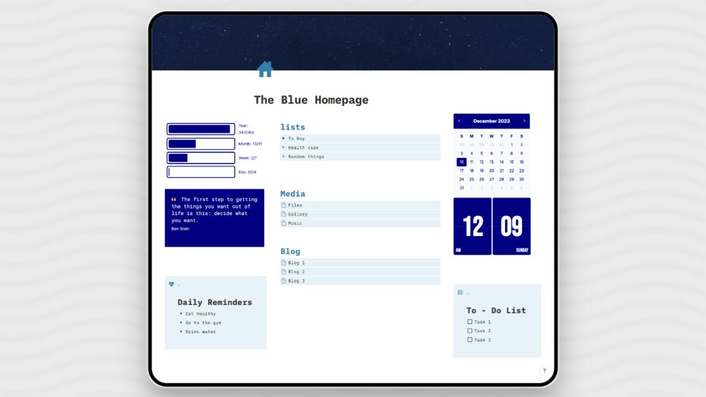 symfonite's tweet card. 🌟 Introducing the Aesthetic Personal Blue Homepage Notion Template! 🌟Are you tired of scattered information and cluttered digital spaces? Say goodbye to chaos and hello to seamless organization...