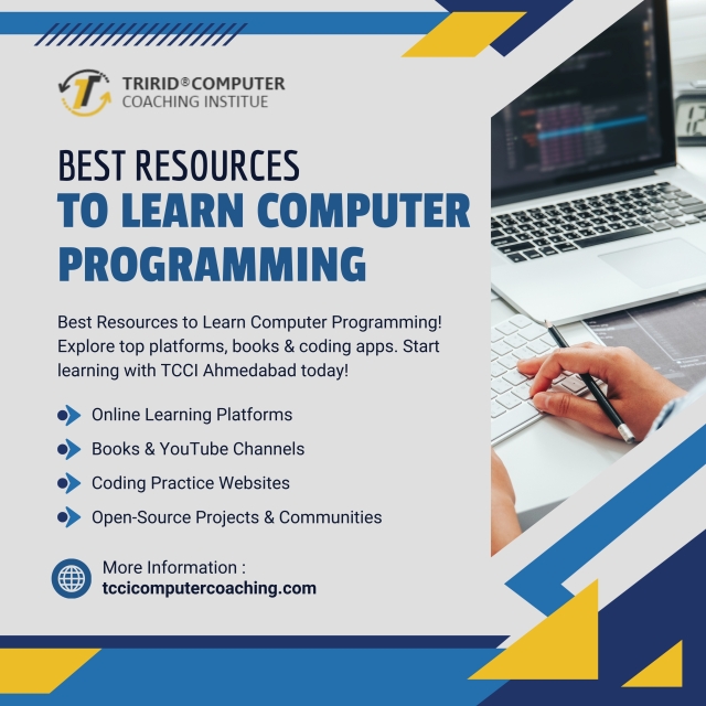 tccicomputer's tweet card. Best Resources to Learn Computer Programming! Explore top platforms, books & coding apps. Start learning with TCCI Ahmedabad today!