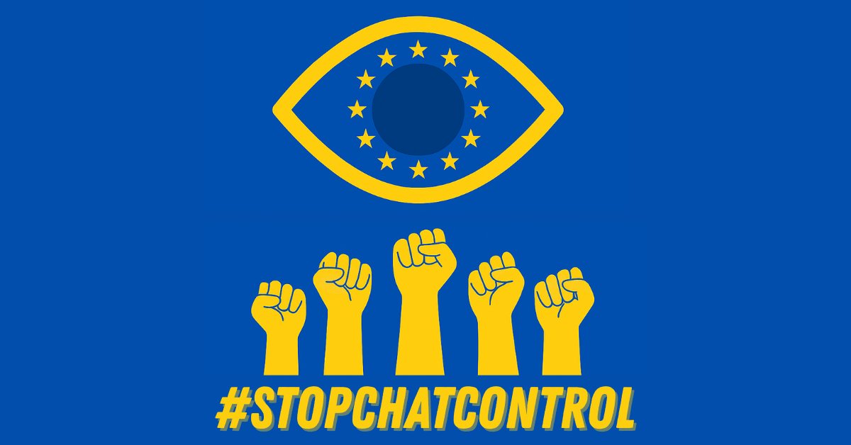 nonchatcontrol's tweet card. L’UE veut scanner nos conversations, même chiffrées. Découvrez pourquoi « Chat Control » est dangereux et comment agir dès maintenant.